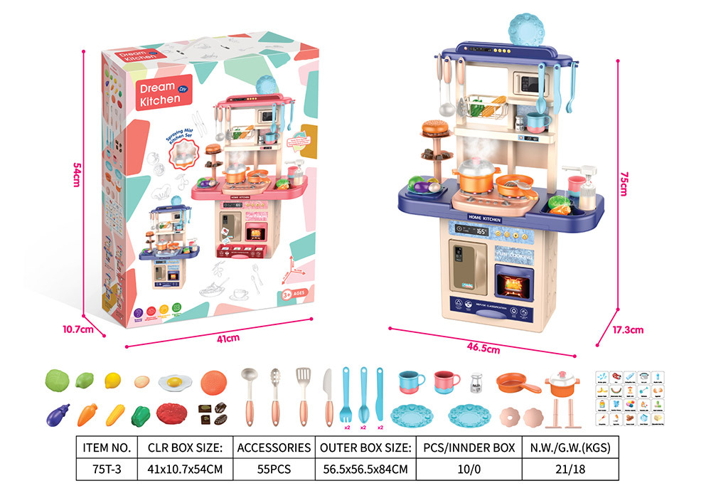 Juguetes de cocina para niños en el hogar set super grande de simulación de pulverización cocina mesa de mesa de mesa