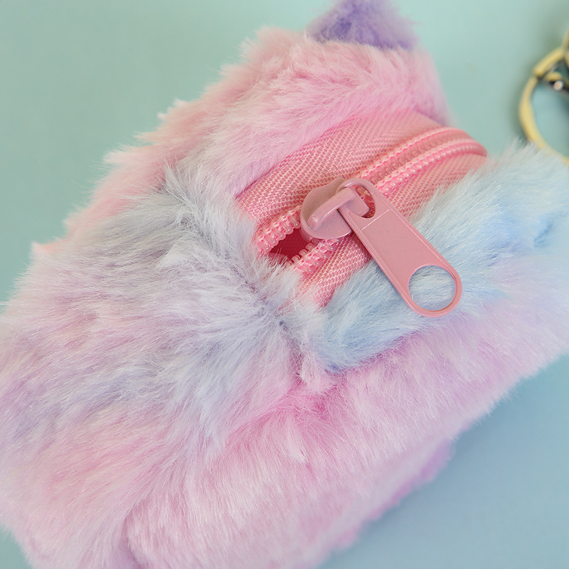 Estilo coreano chica corazón lindo gato monedero estudiante auricular Portátil Bolsa de almacenamiento de felpa bolsa de moneda caja clave