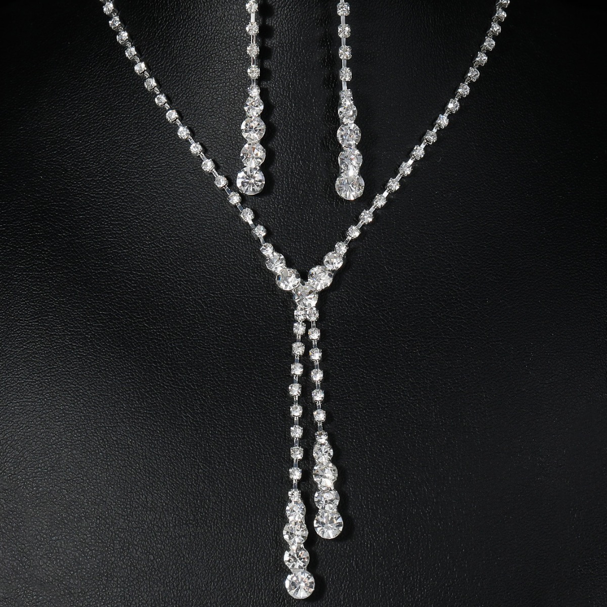 hot selling bridal necklace set necklace earrings grab chain rhinestone jewelry banquet party jewelry set accessories_voghion.com