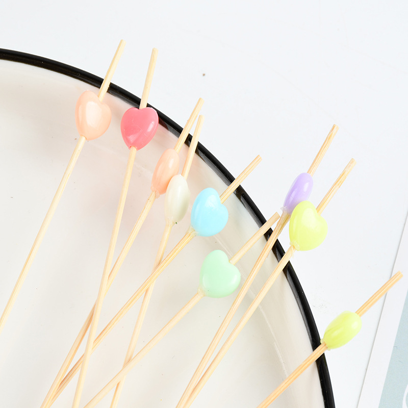 Tabas de bambú desechables de color amor tablas de fruta supermercado de comida de prueba tablas de bambú creativas en stock al por mayor