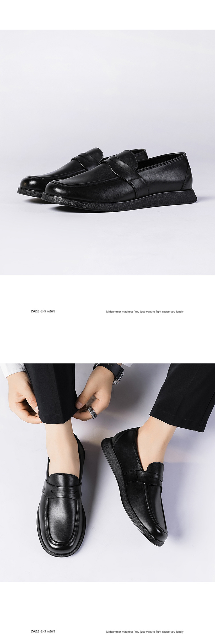 New square head leather shoes men's business soft bottom breathable casual shoes_vogvips.com