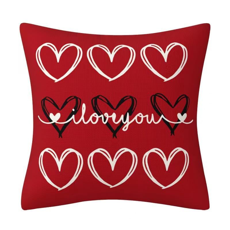 Día De San Valentín Romántico Carta Forma De Corazón Lino Fundas De Almohada Ropa De Cama display picture 5