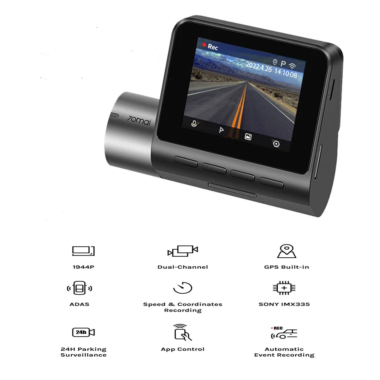 Cámara para Auto 70mai Dash Cam Pro Plus A500S 1944P ADAS GPS