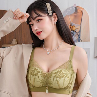 989 Guangdong Shantou Underwear National Style Light Luxury Lace Push-up Non-steel Bra Adjustable Anti-sagging Bra