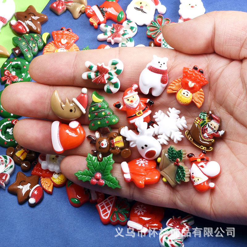 クリスマス樹脂パッチdiy材料クリームゴム携帯ケースヘアピンアクセサリー装飾雪花手作り滴ゴム部品