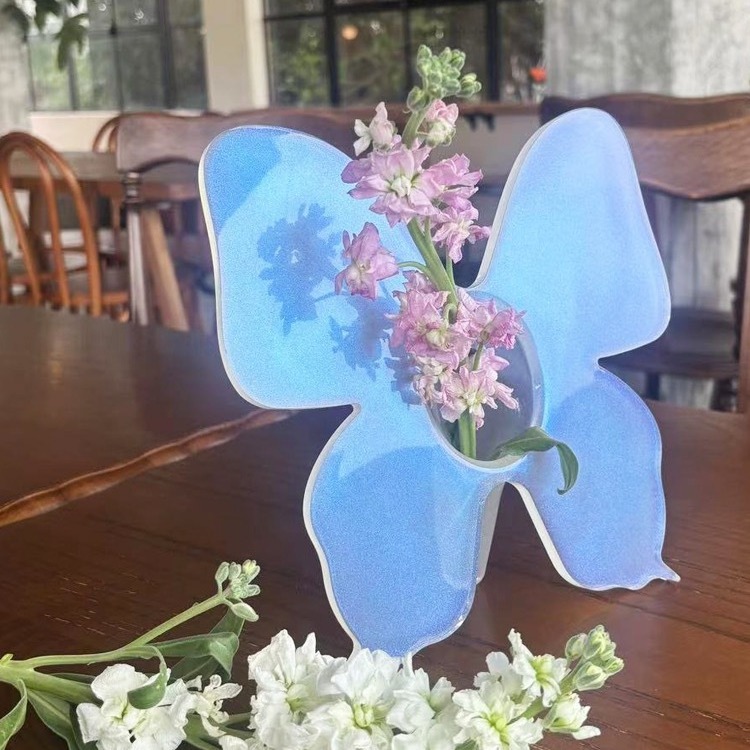 跨境亚克力蝴蝶花瓶高级水培花器民宿酒店ins风客厅轻奢摆件