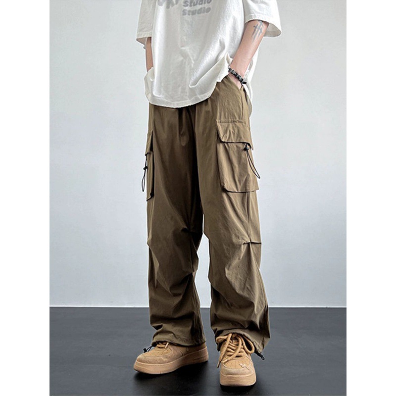 Ameikaji overalls men's fashion brand American retro high street vibe logging pants loose wide leg casual pants