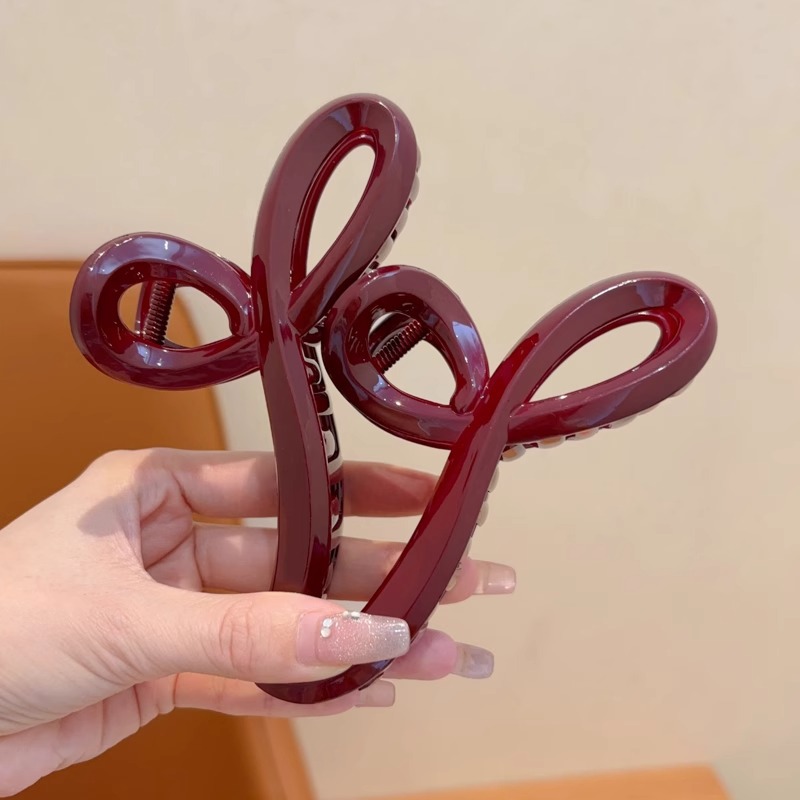 Niños de alto nivel Anka clip de arco rojo 2024 nuevo clip de cabello de tiburón de la cabeza de la niña