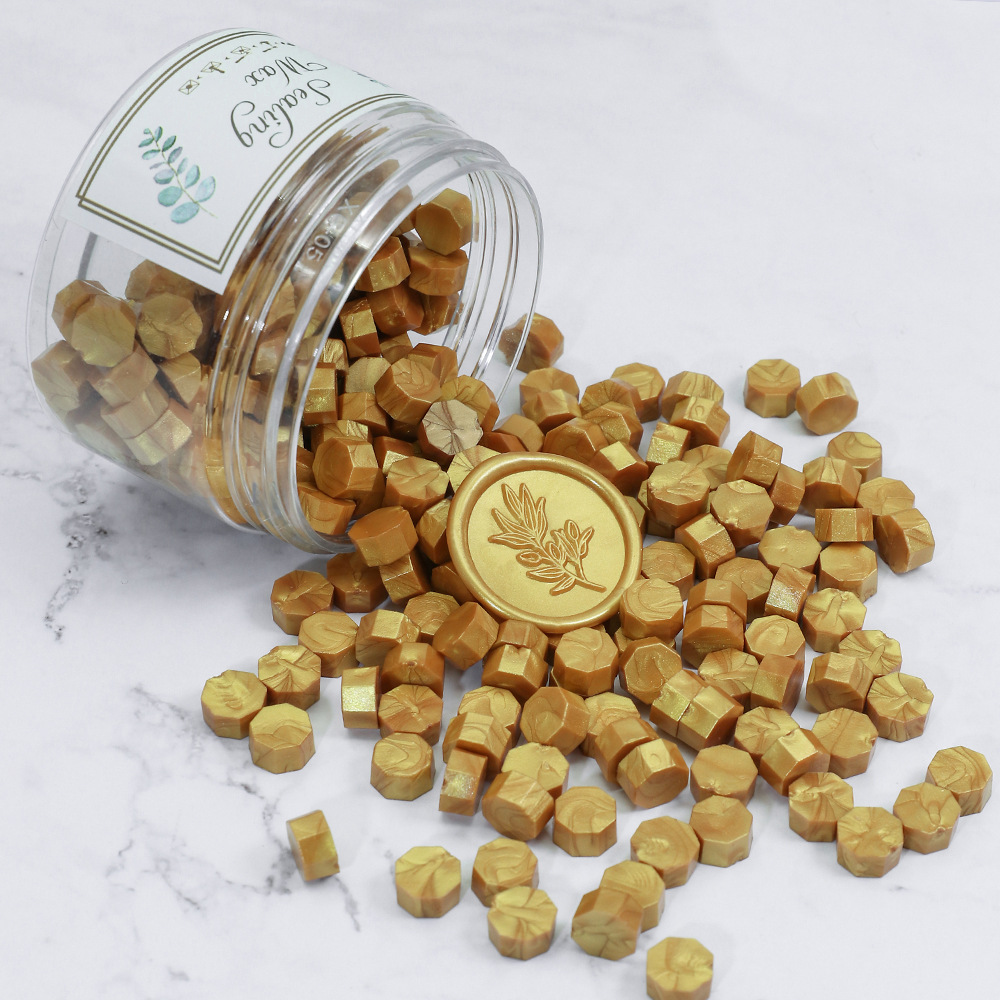 Oucai Fire Paint Wax, octágono, color mixto, nacarado, 200 granos, 132 colores, sello de pintura al fuego, cera, a granel barato