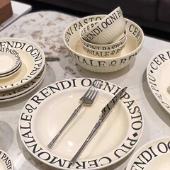 法式奶油英文陶瓷碗盤子組合餐具釉下彩家用餐廳菜盤甜品盤沙拉碗