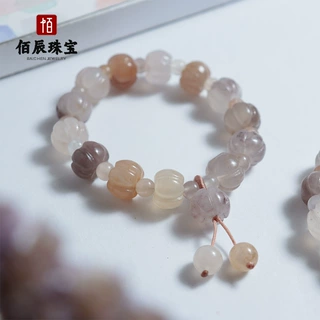 金丝玉手串佘太翠 紫罗兰原色南瓜珠金丝玉手链直播货源玉器批发