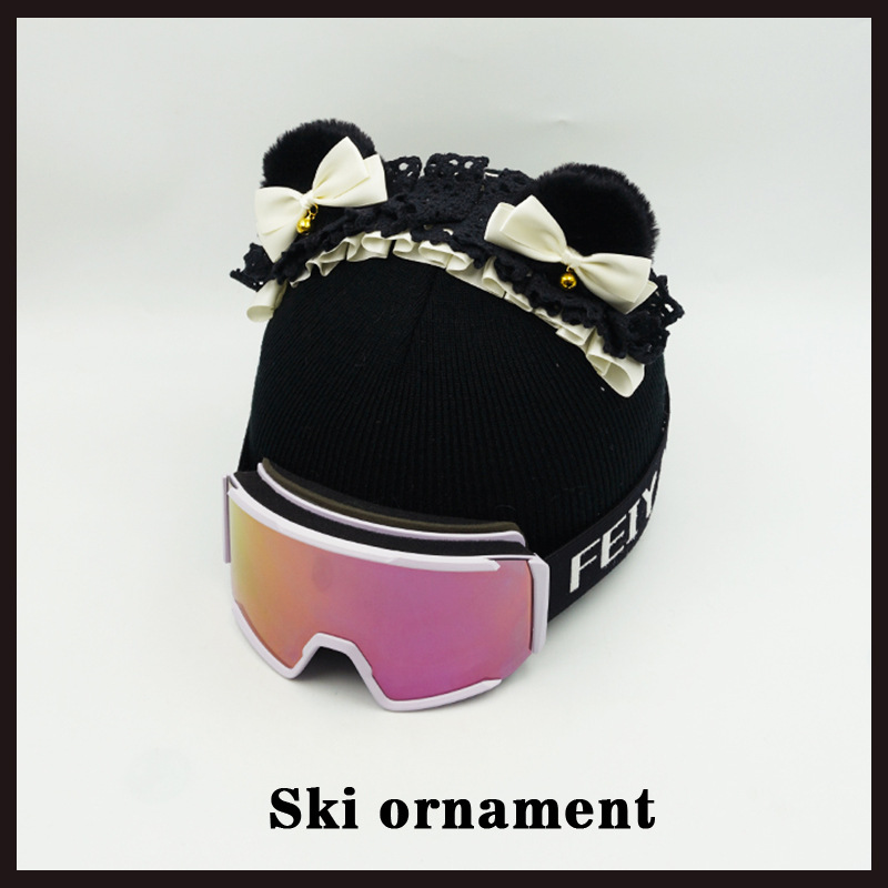 Helmet Cover Snowboard Skiing Decoration White Lace Bear Hairband