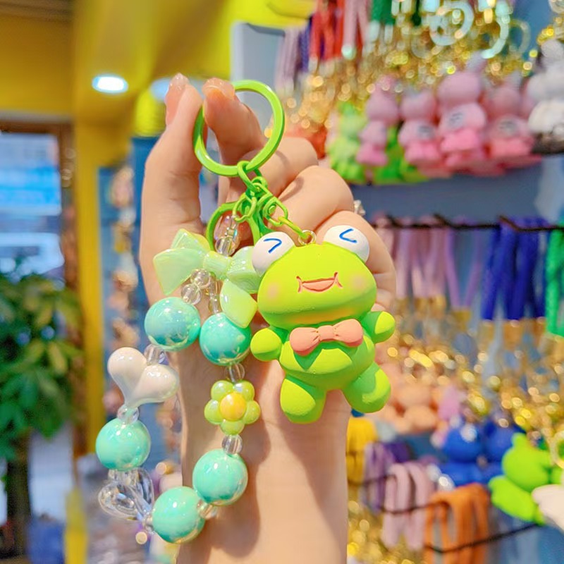 Muñeca con cuentas, llavero de coche, colgante, dibujos animados femeninos, dudo oso, ballena, pareja, llavero, bolso para teléfono móvil, colgante