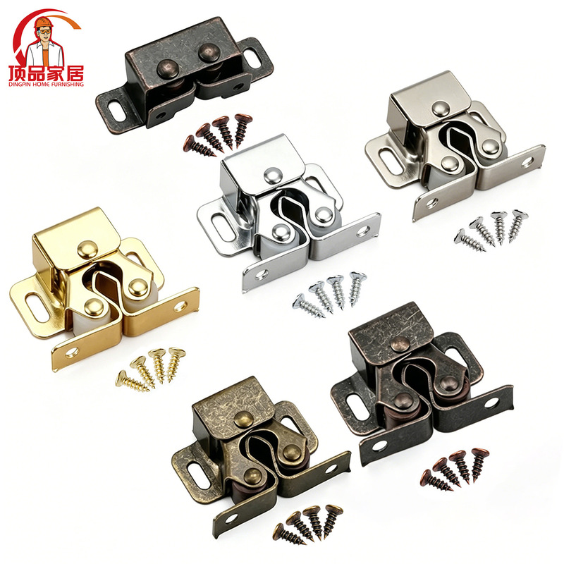 Cabinet Door Latch with Double Wheel Spring Clip, Old-Style Cabinet Door Cold-Rolled Steel Clip-On Latch, Cabinet Door Suction Accessories Cabinet Door Latch with Double Wheel Spring Clip, Old-Style Cabinet Door Cold-Rolled Steel Clip-On Latch, Cabinet Door Suction Accessories