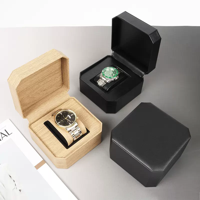 八角皮革手表盒轻奢pu皮质手表收纳盒手表包装盒手表礼盒批发现货