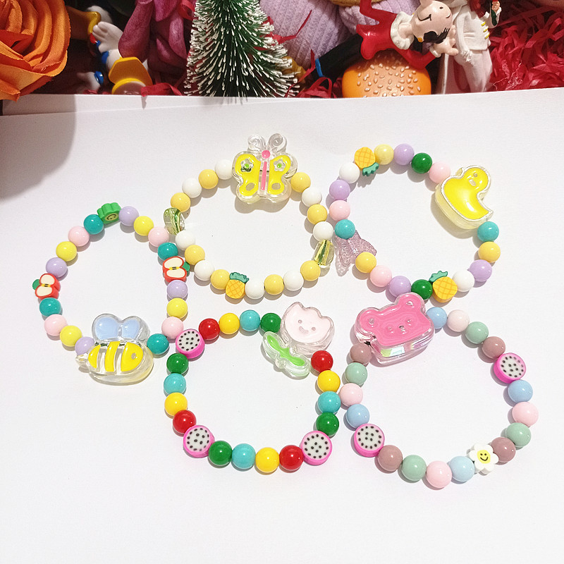 Cartoon Style Bee Butterfly Duck Plastic Resin Seed Bead Women's Bracelets display picture 1