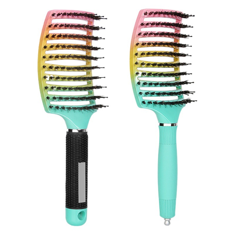 Amazon Arco Iris gradiente de color de cerdas grande curvado peine esponjoso espalda forma peine costilla peine pelo peine de plástico