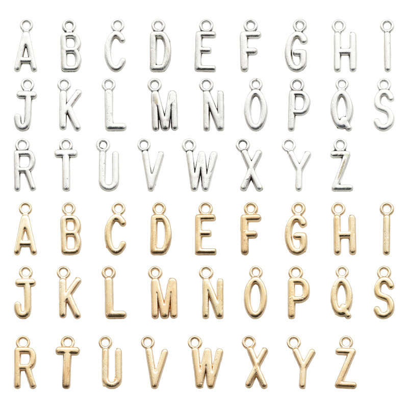 DIY合金饰品配件26大写英文字母挂件手工珠宝吊坠跨境热销16*7mm