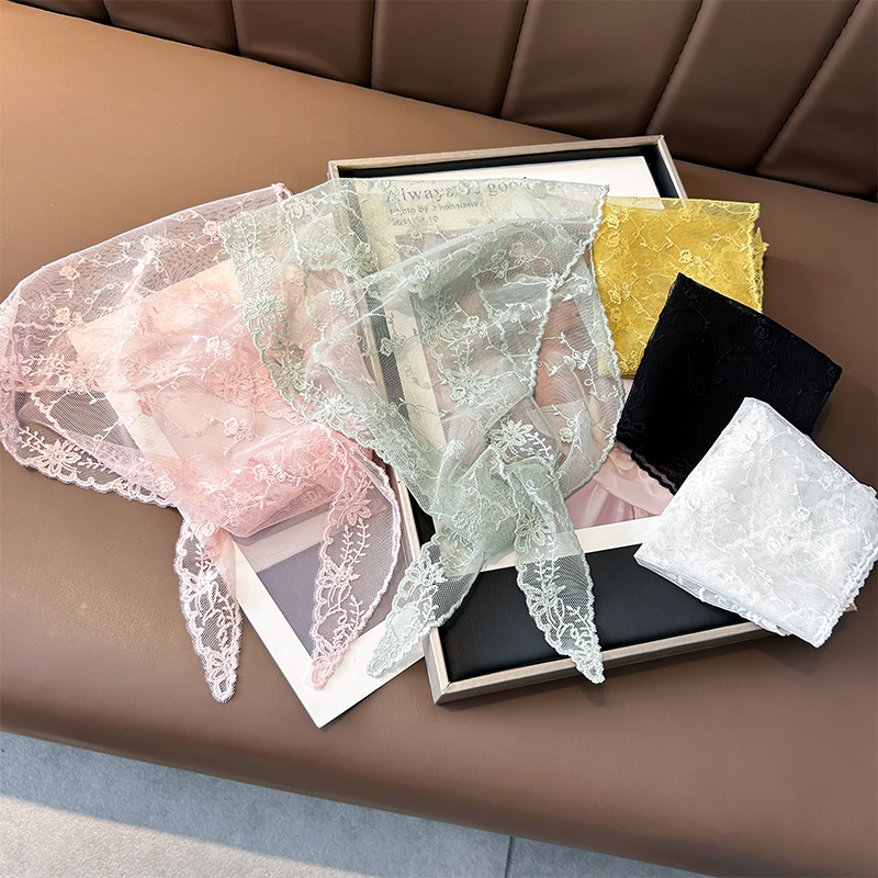 여성용 프렌치 레트로 레이스 꽃무늬 터번, 삼각 스카프, 머리끈, 머리끈, 귀엽고 달콤한 여행용 모자