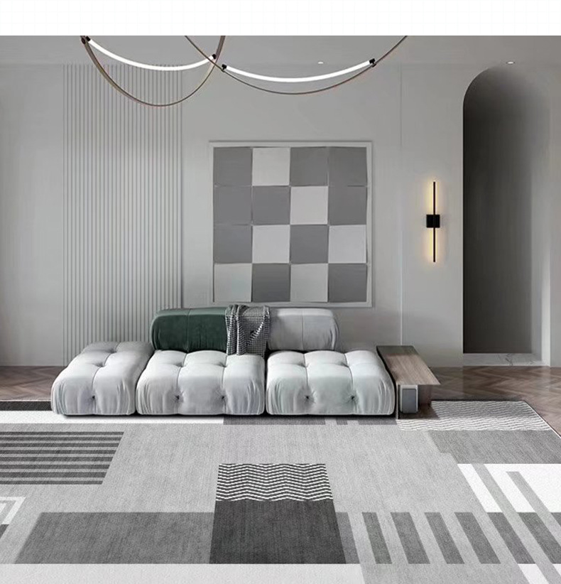 轻奢客厅地毯,卧室地毯,地毯地垫,几何地毯,满铺地毯