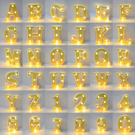 INS热销新款镀金26个小英文字母灯LED造型灯婚庆小夜灯生日求婚灯