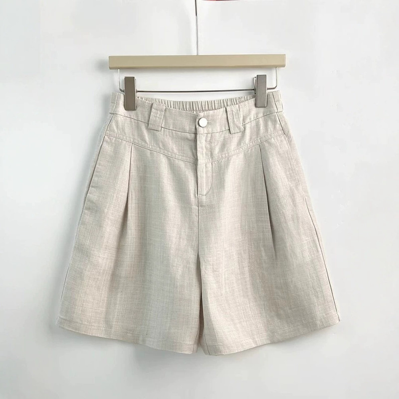 Linen Casual Shorts for Women, Summer New Fashion High-Waisted Slimming Straight Pants, Versatile Wide-Leg Five-Point Pants, Thin Style Linen Casual Shorts for Women, Summer New Fashion High-Waisted Slimming Straight Pants, Versatile Wide-Leg Five-Point Pants, Thin Style