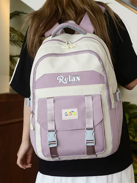 Campus backpack for girls, Korean style, forest-themed, fresh and simple, suitable for junior high school students, solid color, minimalist, multi-layered, laptop backpack