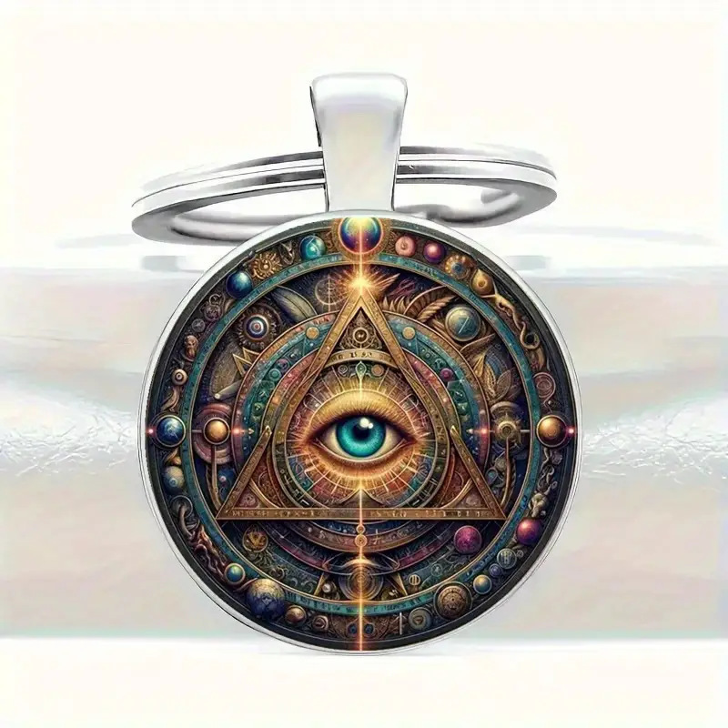 Cross-Border New Product Evil Eye Time Gem Keychain Pendant Metal Key Ring Car Bag Decoration Cross-Border New Product Evil Eye Time Gem Keychain Pendant Metal Key Ring Car Bag Decoration