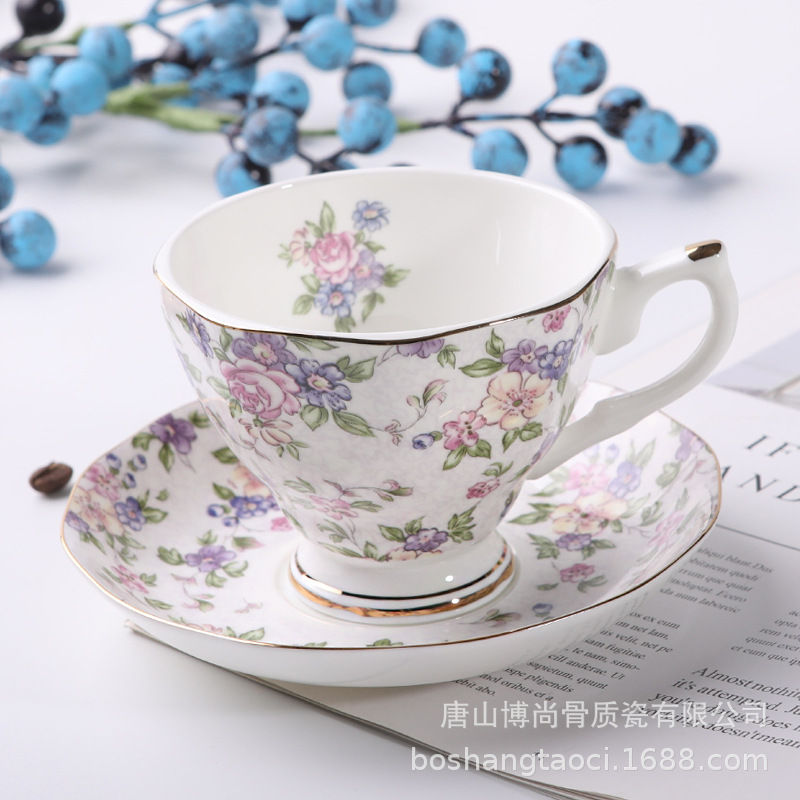 Tangshan hueso porcelana taza de café y plato puede ser impreso regalo recuerdo