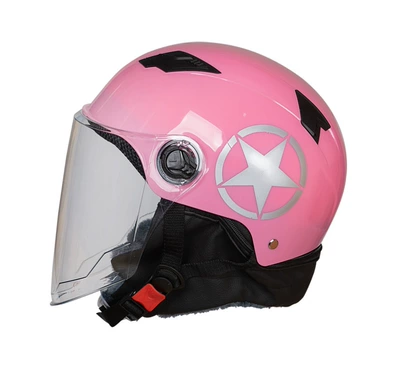 Half Helmet, Motosiklet kaskı (dəbilqə) - windproof-hat-pink-with-tea-mirror