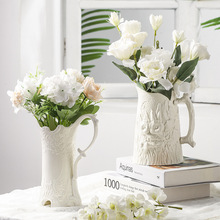 复古陶瓷水培花瓶家用欧式花瓶桌面摆件工艺品法式客厅插花跨境