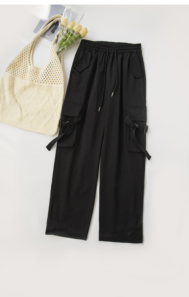 Pink work pants for women, summer, thin, high-waisted, slimming, wide-leg, straight-leg casual pants, American quick-drying sport pants pic 32