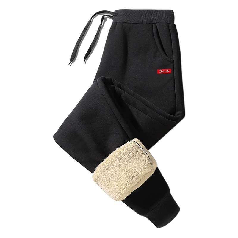 Мужские брюки из овечьей шерсти для осени и зимы, однотонные, свободного кроя, повседневные длинные брюки, больших размеров, теплые спортивные штаны для весны и осени.