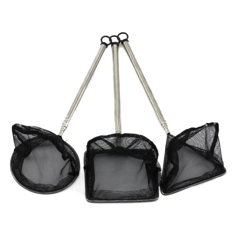 Red de pesca bolsillo de red retráctil 3D tridimensional pesca de camarón redondo pequeño acuario de pesca tanque de peces de acero inoxidable pesca retráctil