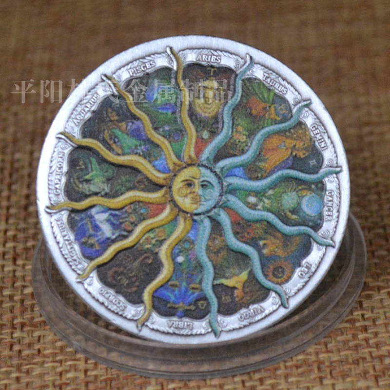 Moneda de desafío antiguo 12 constelación Maya colección de monedas conmemorativas moneda plata medalla conmemorativa insignia de metal
