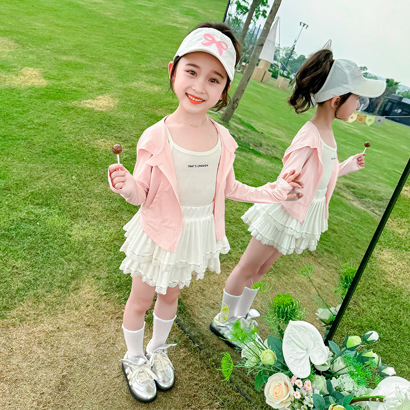 Children's Sun Protection Coat, Girls Summer 2024 New Ice Silk Thin UV Protection Jacket, Baby Hooded Sun Protective Clothing