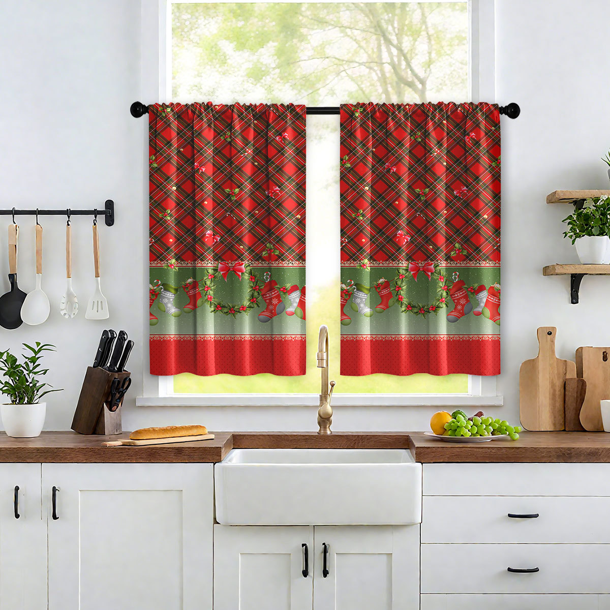 Transfronterizo nuevo plano impresión digital cortina de cocina cortina TEMU venta spot