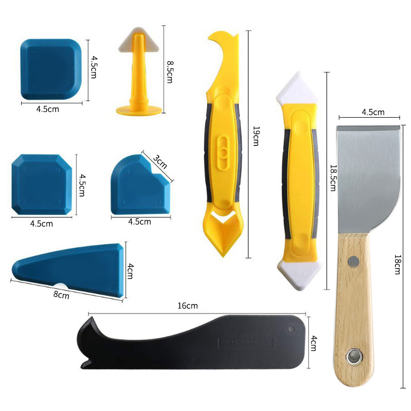 阴角玻璃胶抹铲胶器 角度刮板清除残胶美缝工具多角度跨境九件套A