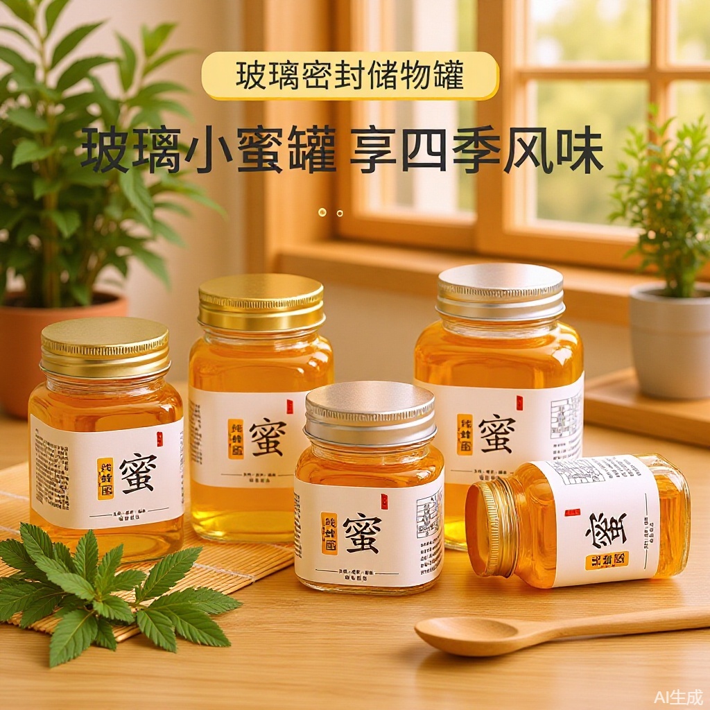 现货方形100ml透明蜂蜜瓶食品级密封果酱瓶酱菜瓶燕窝分装瓶批发