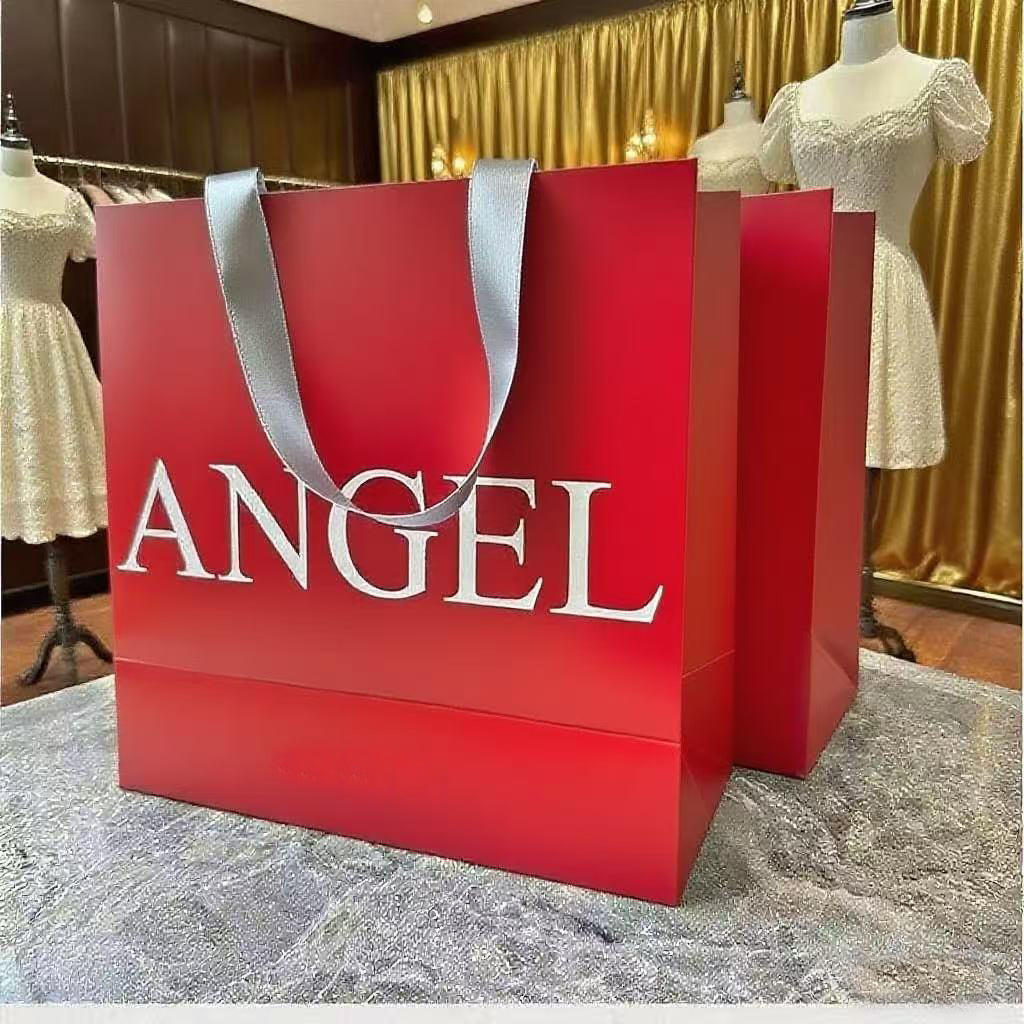 服装店手提袋衣服包装购物礼品袋子印logo大红色纸袋现货