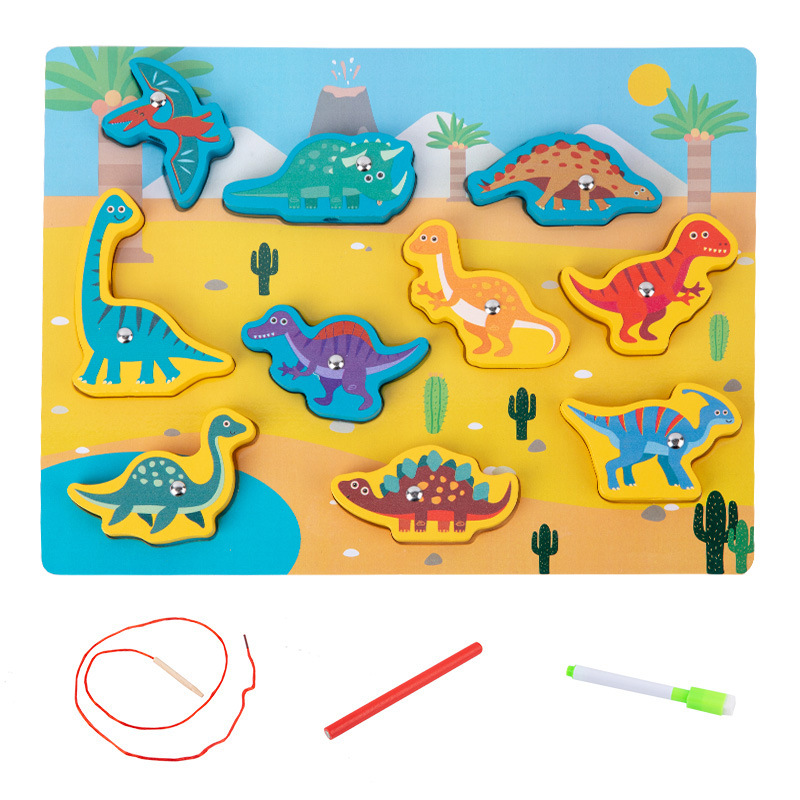 Tablero a juego multifuncional de doble cara de madera para niños Tablero de dibujo de cuerda Juguetes educativos para bebés con cuentas de pesca para niños