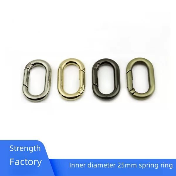 Wholesale metal oval spring ring bag hardware accessories strap webbing buckle denier-shaped open spring buckle
