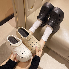 Women's Thick Sole Hole Shoes 2024 New Summer Outdoor Slip-Resistant Odor-Preventive Beach Sandals with Heel Support and Half Slipper