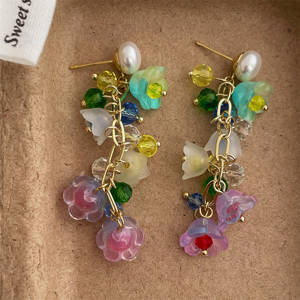 Flower Pattern All Seasons Season 1 Pair Casual Elegant Sweet Flower Plating Alloy Plastic Drop Earrings