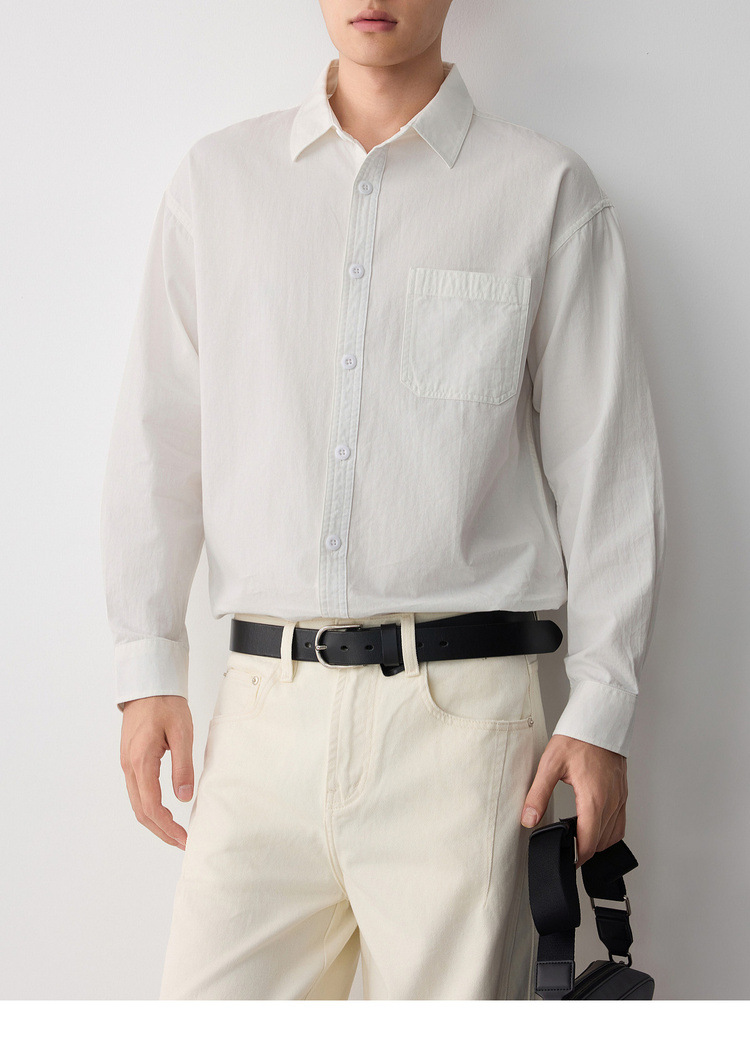 Áo sơ mi nam dài tay cotton trơn màu phong cách công sở — đen chi tiết 26
