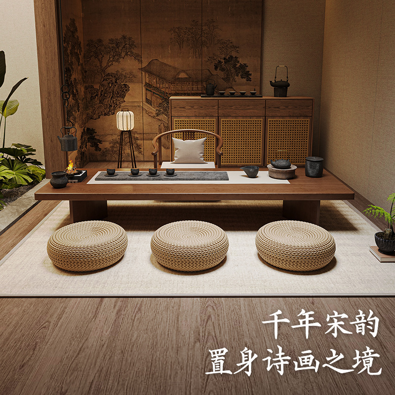 宋代美学畳茶卓禅意日本式家庭用新中国式実木ベランダの窓台の小さな茶台|undefined
