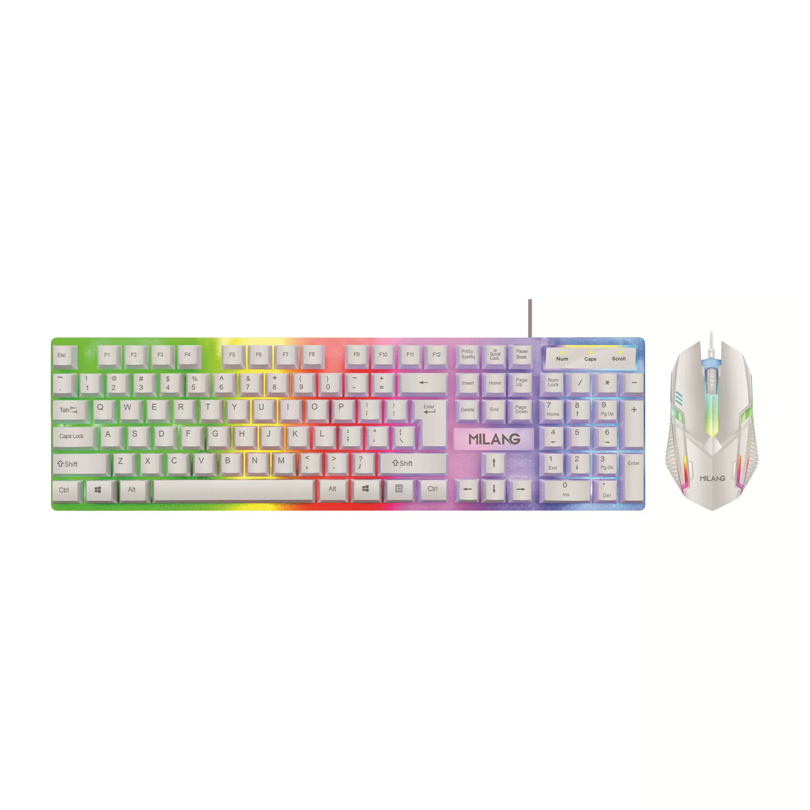 Rainbow Mechanical Keyboard and Mouse Set T6 – RGB, влагостойкий, настраиваемые цвета, проводной