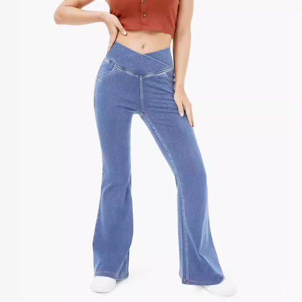 denim flared trousers