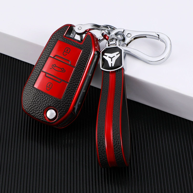 Подходит для кожаного держателя ключа Dongfeng Peugeot Nano 308 2008 3008 408 301 Наклейка набор ключей для автомобиля, народный