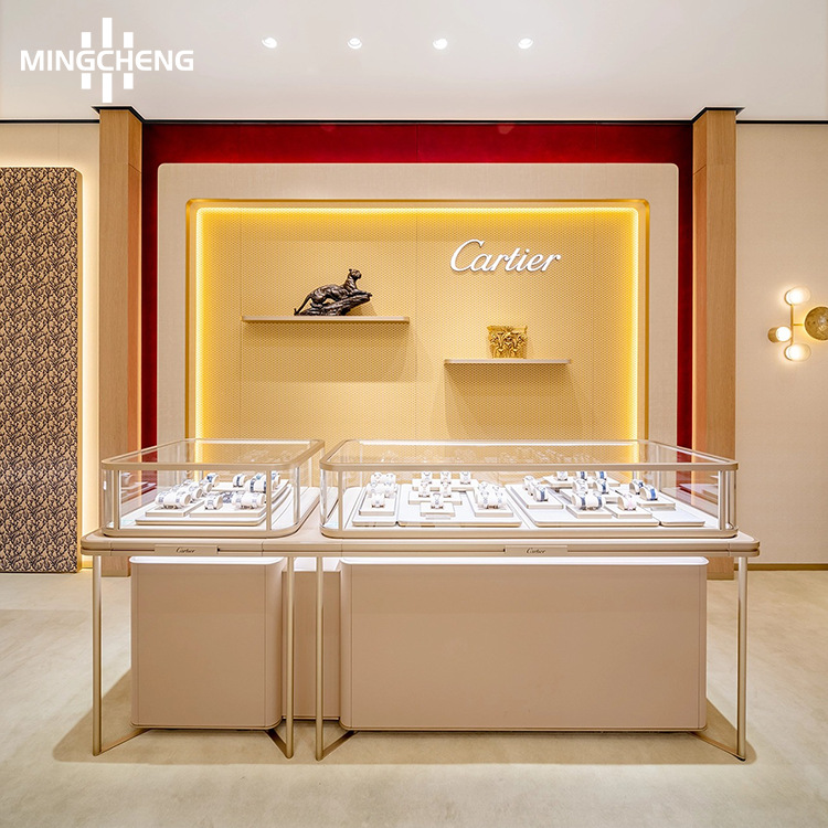品牌珠宝展示柜设计中高端首饰中岛柜带灯奢华手表饰品中岛展示柜